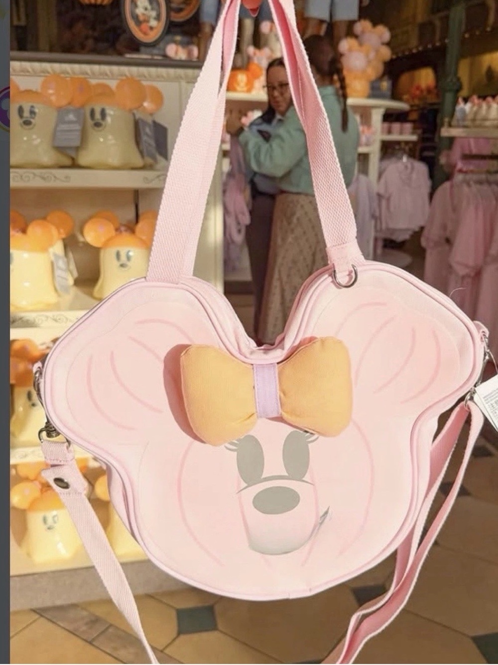 Disney Pink Minnie Mouse Bow Shoulder Bag with Yellow Accent